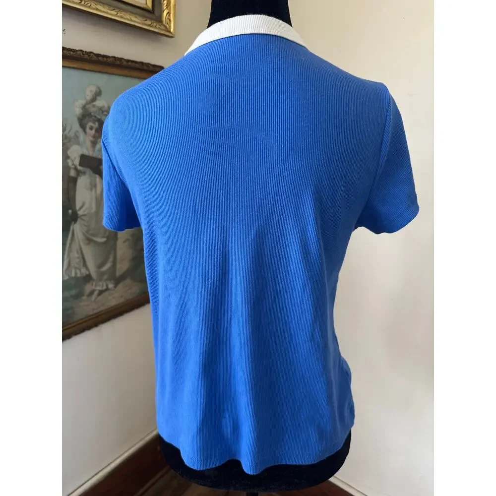 Old Navy Kindness Graphic Ringer Tee Blue Ribbed Snug Fit Size Large - Picture 4 of 9